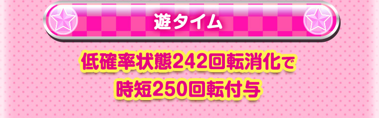 遊タイム 低確率状態242回転消化で時短250回転付与