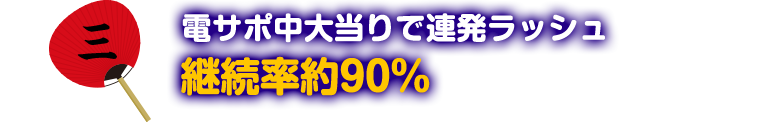 3 電サポ中大当りで連発ラッシュ 継続率約90％