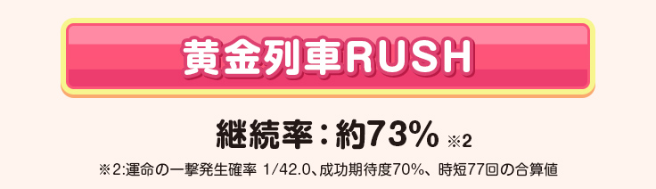 黄金列車RUSH 継続率：約73％