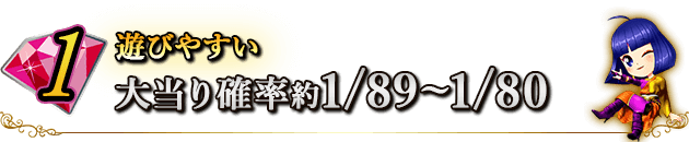 1 遊びやすい　大当り確率　約1/89～1/80