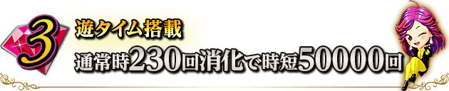 3 遊タイム搭載　通常時230回消化で時短50000回