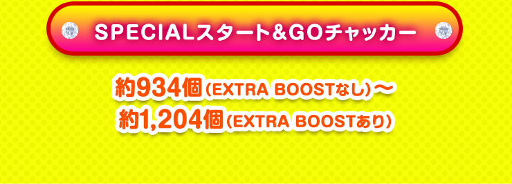 SPECIALスタート＆GOチャッカー 約934個 (EXTRA BOOSTなし)から 約1,204個(EXTRA BOOSTあり)