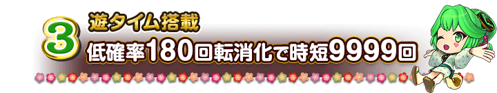 3 遊タイム搭載 低確率180回転消化で時短9999回