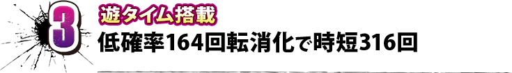 3 遊タイム搭載 低確率164回転消化で時短316回