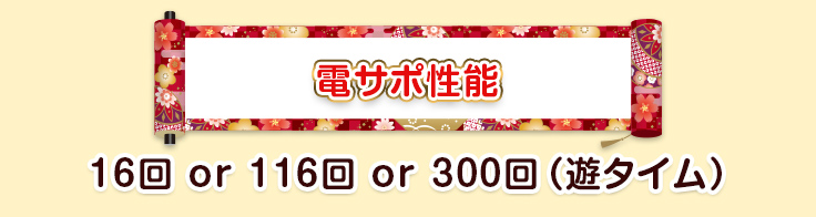 電サポ性能 16回 or 116回 or 300回（遊タイム）